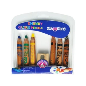 پاستل روغنی مدادی ۶ رنگ همراه با تراش (برند اسکول فنز)