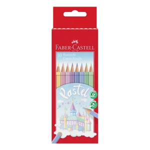 مداد رنگی جعبه مقوایی پاستلی ۱۰ رنگ (برند فابر کاستل)
