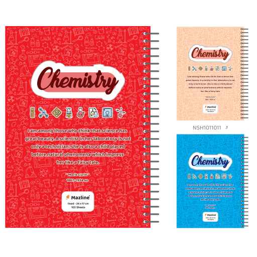 دفتر ۱۰۰ برگ طرح شیمی جلد سخت (برند مازلاین)