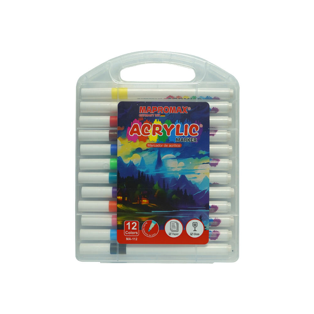 ماژیک اکریلیک 12 رنگ قلمی سری ماپرومکس (برند پیداکس)