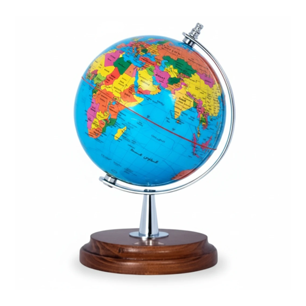 کره جغرافیایی سایز ۱۴ پایه چوبی کمان فلز (برند ایده)