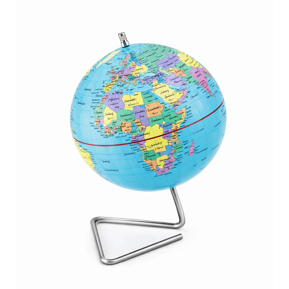 کره جغرافیایی سایز ۲۰ آبی پایه فلزی هندسی (برند ایده)