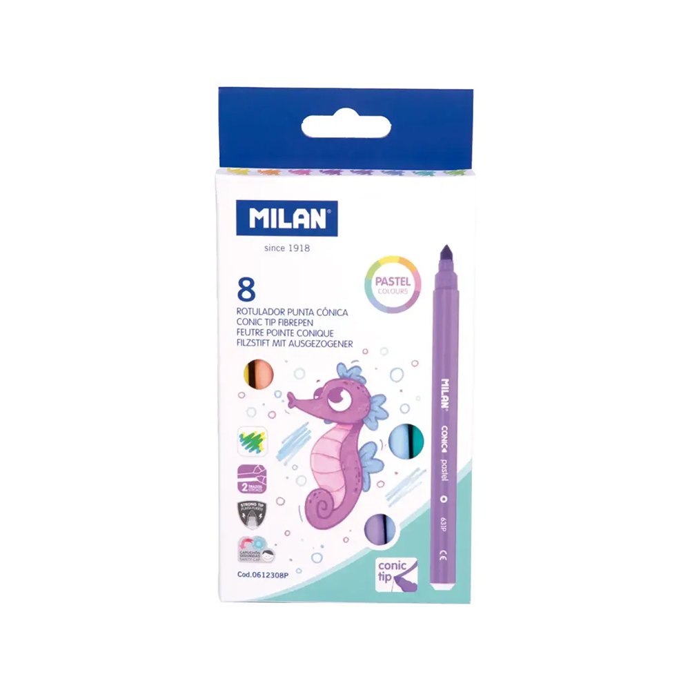 ماژیک نقاشی پاستلی 8 رنگ (برند میلان)